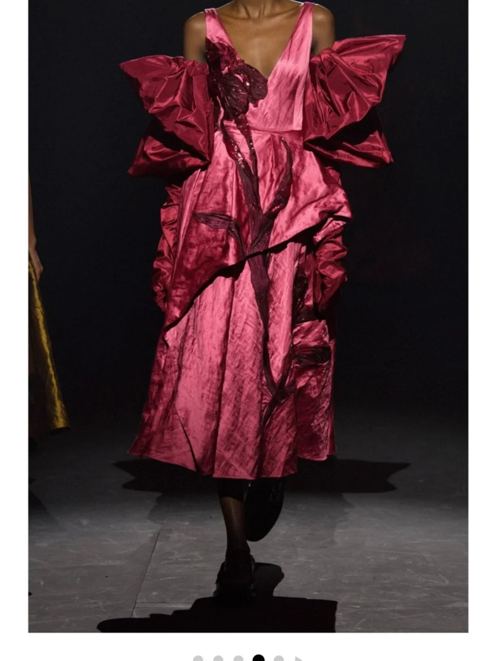ERDEM Applique Floral Satin Midi Dress - Picture 6 of 16